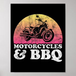 Motorcyklar och Byrbecue Poster