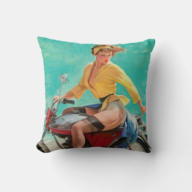 Motorcyklar och pinup kudde (Framsida)
