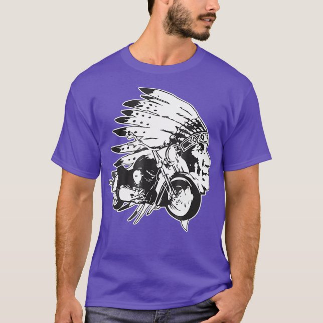 Motorcyklar Shirt Biker Native American Biker T (Framsida)