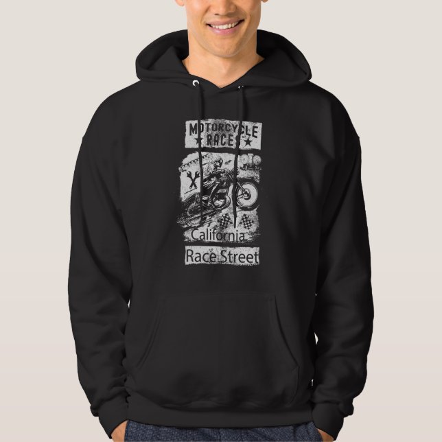 Motorcyklar Tävling California Street Trendig Hoodie (Framsida)
