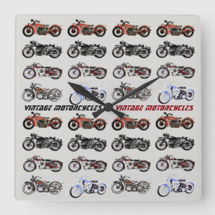 MOTORCYKLASSISKA VINTAGAR FYRKANTIG KLOCKA