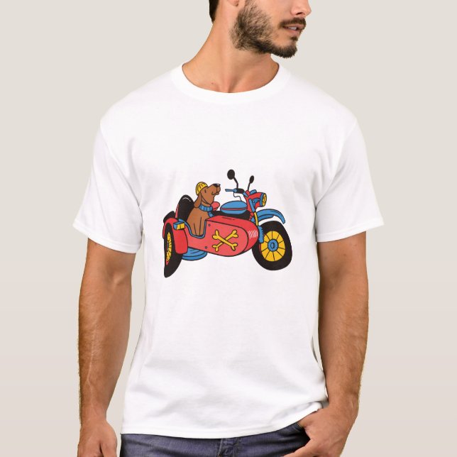 Motorcykliska Hund i sidvagn T Shirt (Framsida)