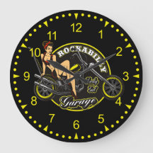 Motorcykliskt Pinup Babe Rockabilly Garage