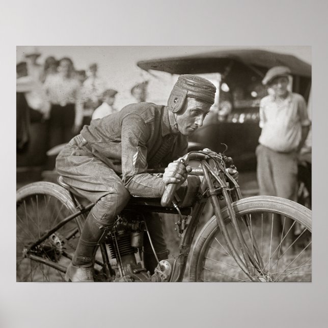 Motorcyklist, 1922. Gammalt foto Poster (Framsidan)