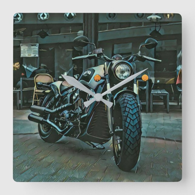 motorcyklist fyrkantig klocka (Framsida)