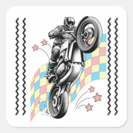 motorcyklist fyrkantigt klistermärke