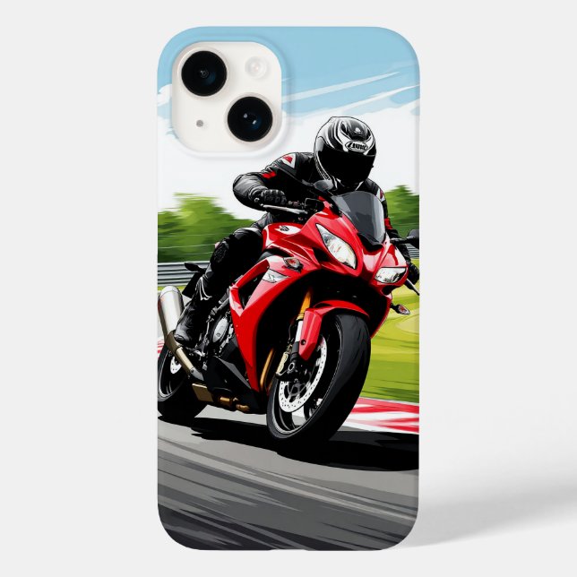Motorcyklist lutar in i en skarp sväng (Baksida)