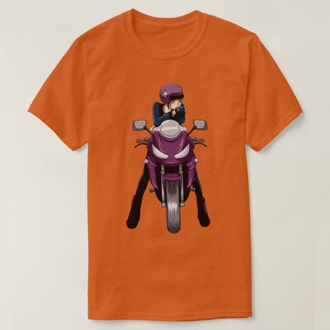 Motorcyklist med motorcykel t shirt (Design framsida)