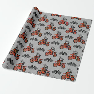 Motorcyklist Motocross-älskare Racingflaggor Presentpapper