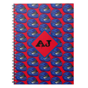 Motorcyklist och Biker Blue Crash Helms Monogram Anteckningsbok