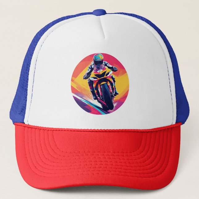 Motorcyklist Racing Dynamisk Illustration Keps (Framsida)