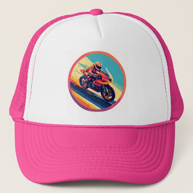 Motorcyklist Racing Dynamisk Illustration Keps (Framsida)
