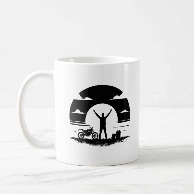 Motorcyklist Silhuett Mugg  (Vänster)