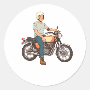 Motorcyklist som kör motorcykel runt klistermärke