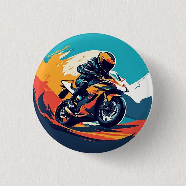Motorcyklist som tävlar knapp (Framsida)