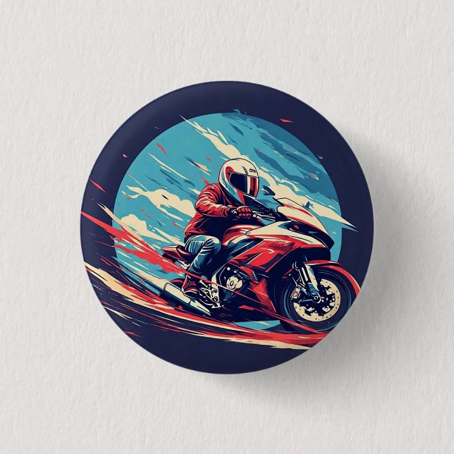 Motorcyklist som tävlar knapp (Framsida)