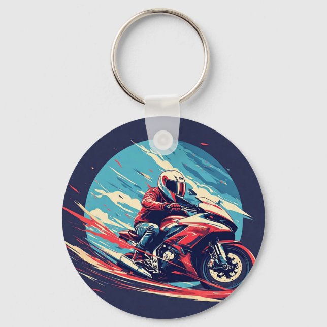 Motorcyklist som tävlar nyckelring (Framsida)