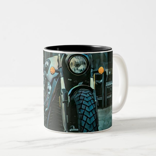 motorcyklist Två-Tonad mugg (Framsida höger)