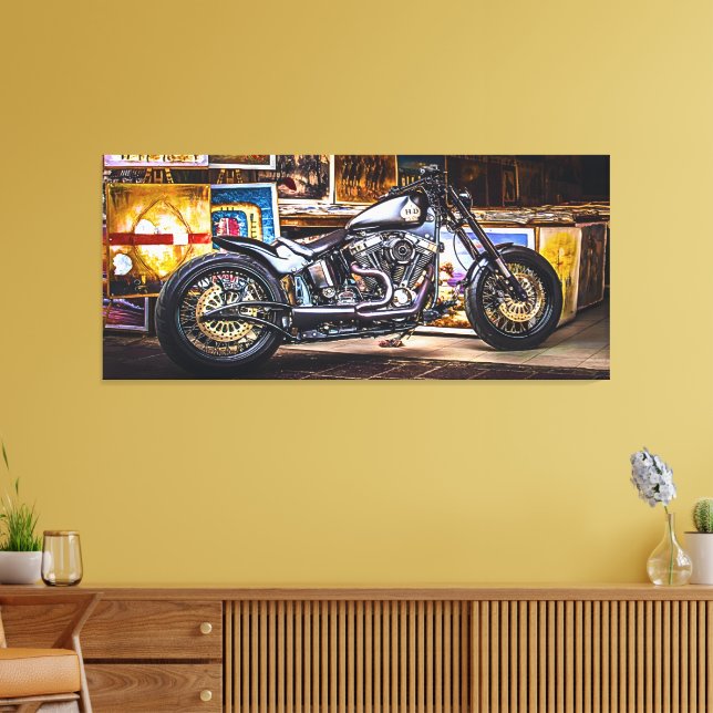 Motorcykmuse Harley Davidson in art Scen Canvastryck (Insitu (Vardagsrum))