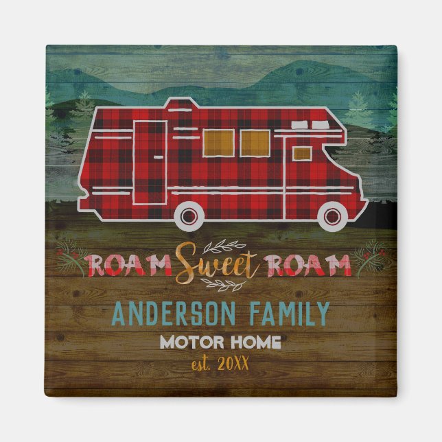 Motorhem RV Camper Travel Van Rustic Personlig Magnet (Framsidan)
