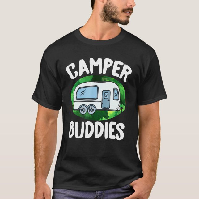 Motorhem Rv Camping Camper Buddies T Shirt (Framsida)
