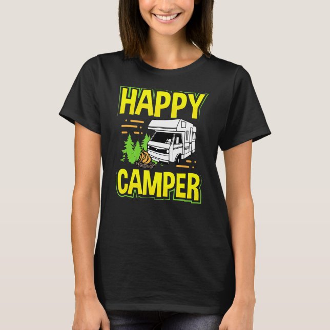 Motorhem Rv Camping Lycklig Camper 1 T Shirt (Framsida)