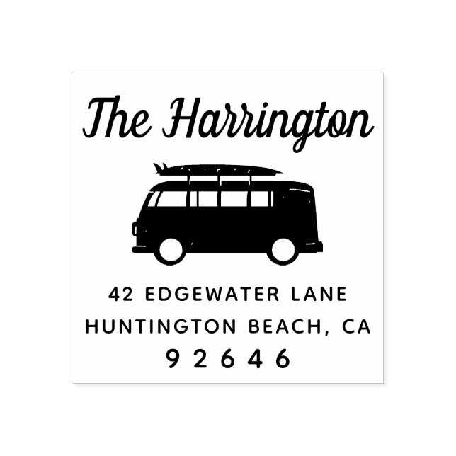 Motorhem Surfboard Family Namn Returadress Stämpel (Tryck)