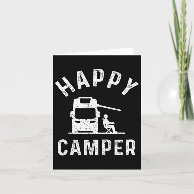 Motorhem T Shirts Lycklig Camper Kort (Framsida)
