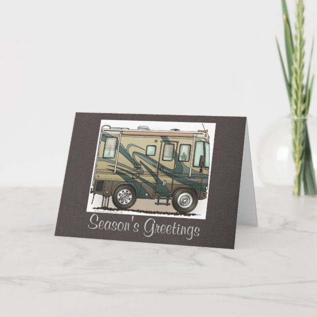 Motorhemmet Cute Lycklig Camper Big RV Helgkort (Framsida)