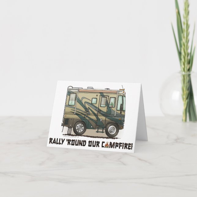 Motorhemmet Cute Lycklig Camper Big RV Inbjudan (Framsida)