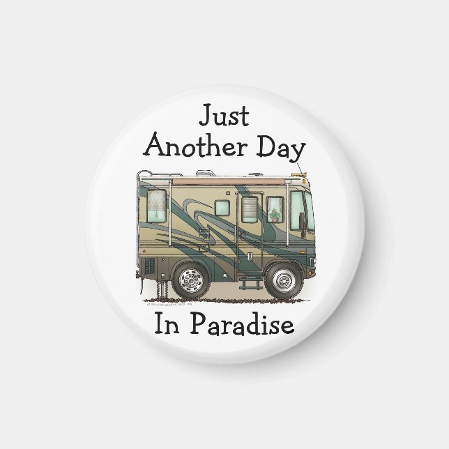 Motorhemmet Cute Lycklig Camper Big RV Magnet (Framsidan)