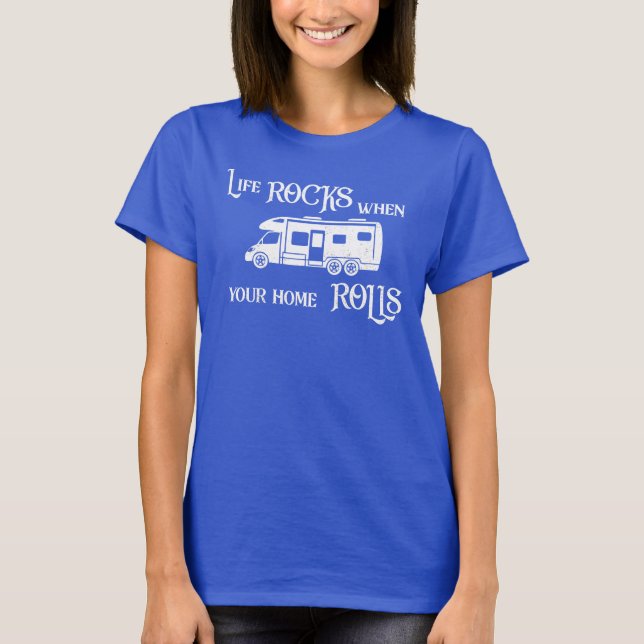 Motorhome campervan eller RV som campar t-skjortan T Shirt (Framsida)