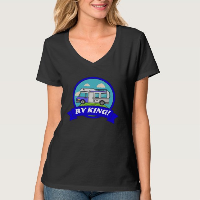 Motorhome Camping Camper Caravan  &  RV King T Shirt (Framsida)