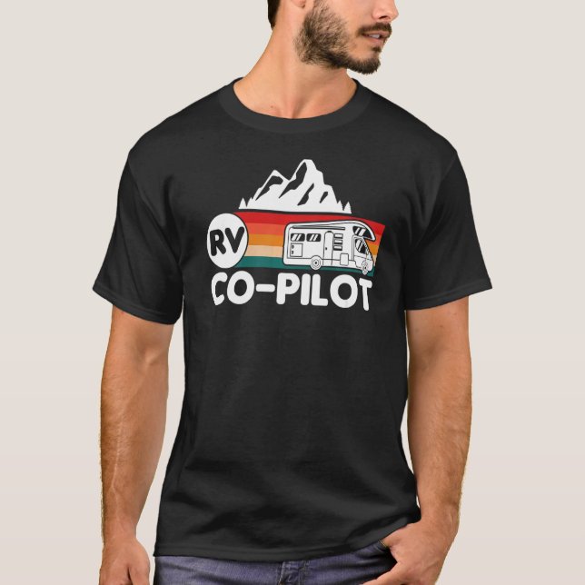 Motorhome Camping Camper Rv Co Pilot T Shirt (Framsida)