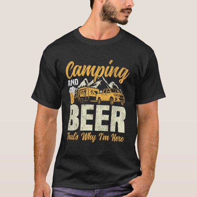 Motorhome Camping Retro Beer Caravan Rv Trailer Ca T Shirt (Framsida)