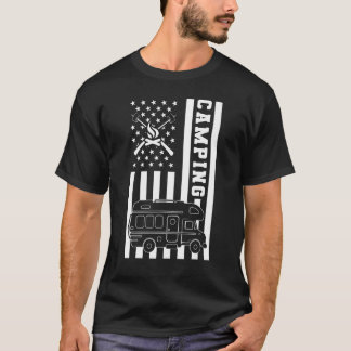 Motorhome Rv Camping Camper American Flagga T Shirt