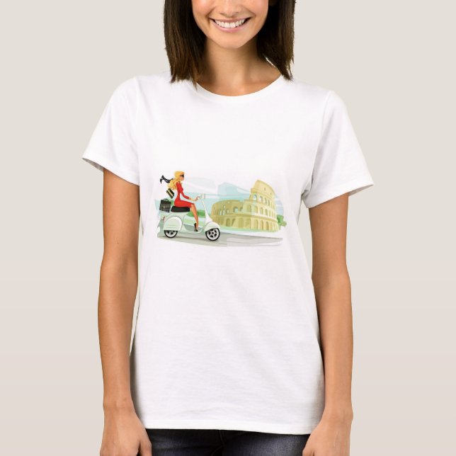 Motorino flicka i Rome T-shirt (Framsida)