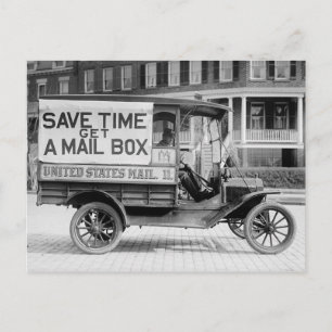 Motoriserad Mail Wagon från USA:s postkontor. Vykort