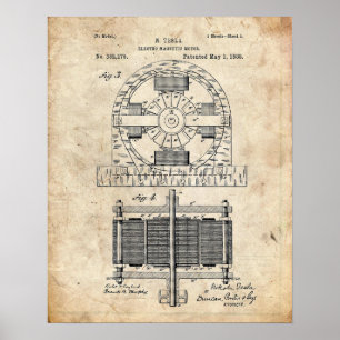 Motoriskt patent för Tesla Electro Poster