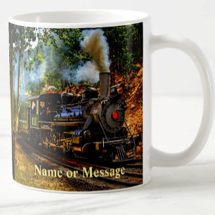 Motorlok för ångmotor i Tåg i Forest Add Namn Kaffemugg