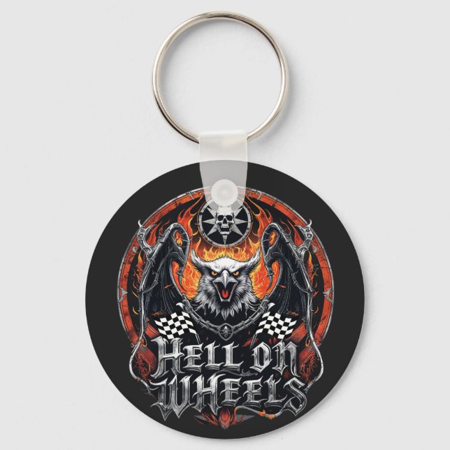 Motortillbehör till Flagga med kontrollerad Tävla Nyckelring (Framsida)