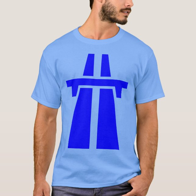 Motorväg Motorway, Autobahn - blått T-shirt (Framsida)