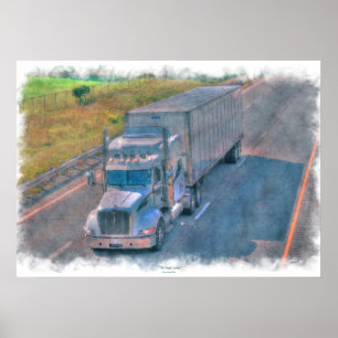 Motorvägsfordon i silver, Lastbil Poster 6