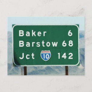 Motorvägsskylt - Miles to Baker & Barstow Vykort