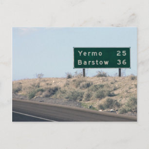 Motorvägsskylt - Miles to Yermo & Barstow Vykort