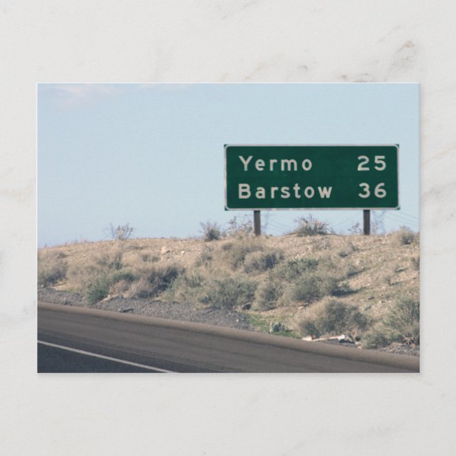 Motorvägsskylt - Miles to Yermo & Barstow Vykort (Framsida)