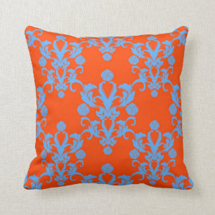 Motsatser attraherar Orange och Blå Damask Kudde