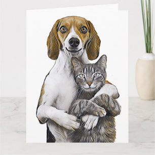 MOTSATSER DRAR TILL SIG KATT & HUND BRÖLLUPS KORT