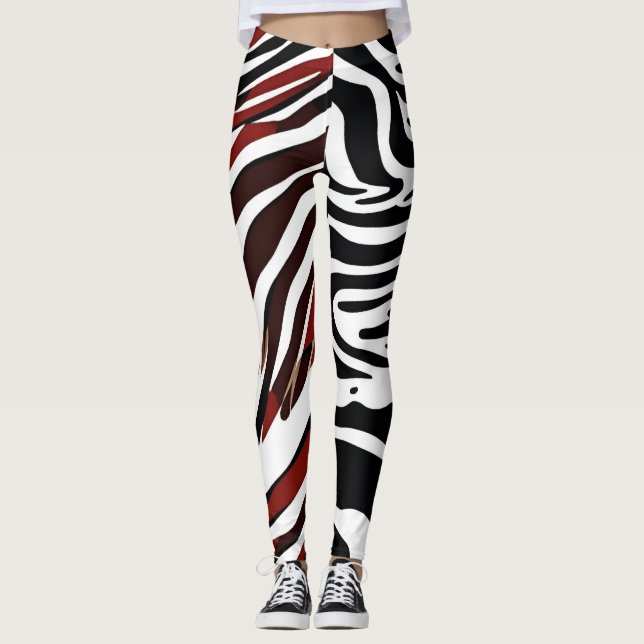 Motsatt Zebra mönstrad lagstiftning Leggings (Framsida)