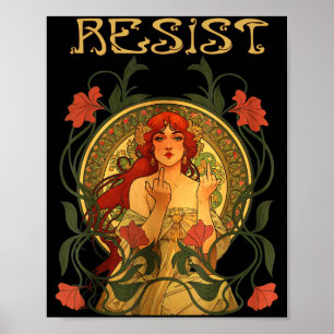Motstå Art Nouveau Mucha Anti-trump Kvinnor Femini Poster